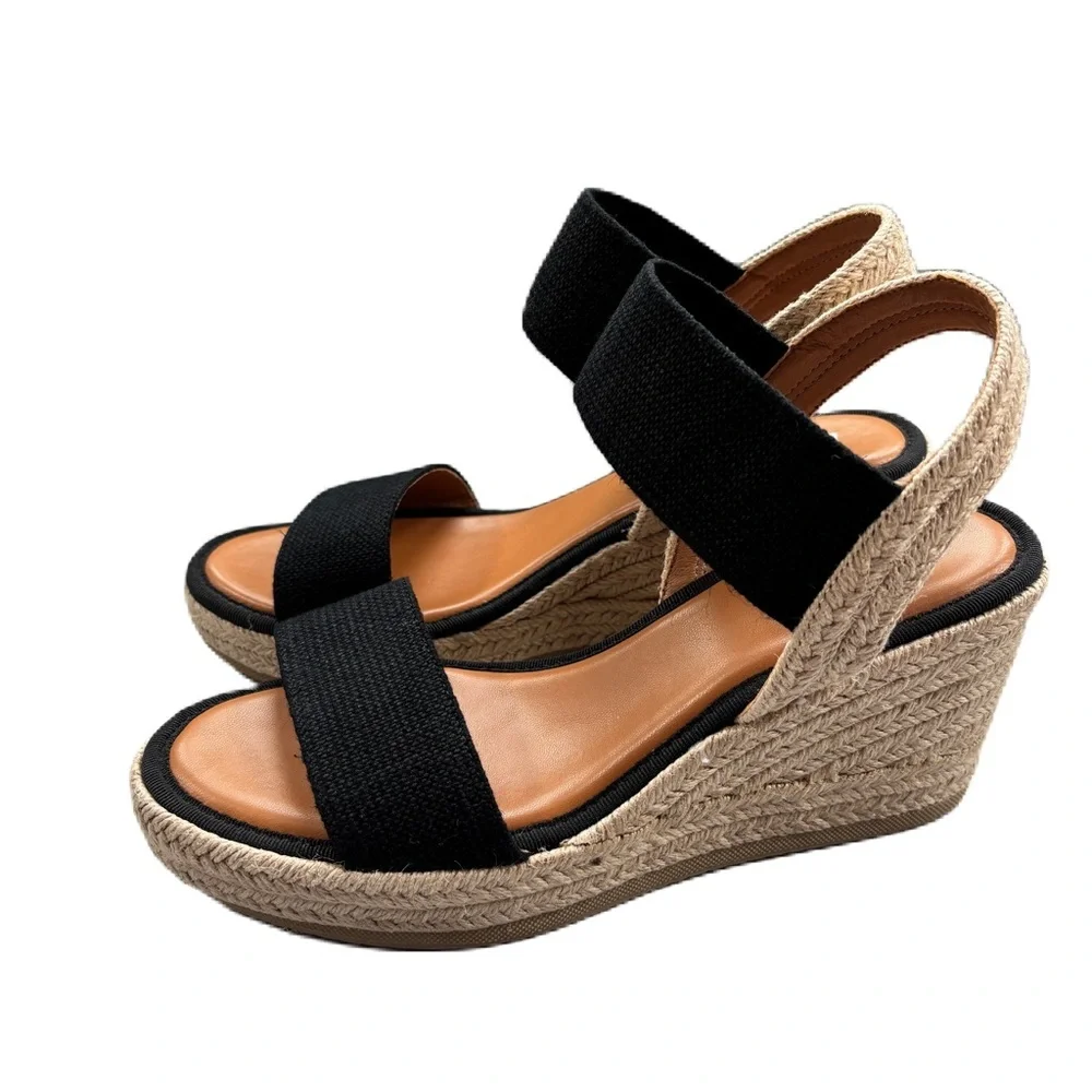MIA Brittni Wedge Espadrille Sandals Black Wedges Sandals Wedding Event‎ Comfort